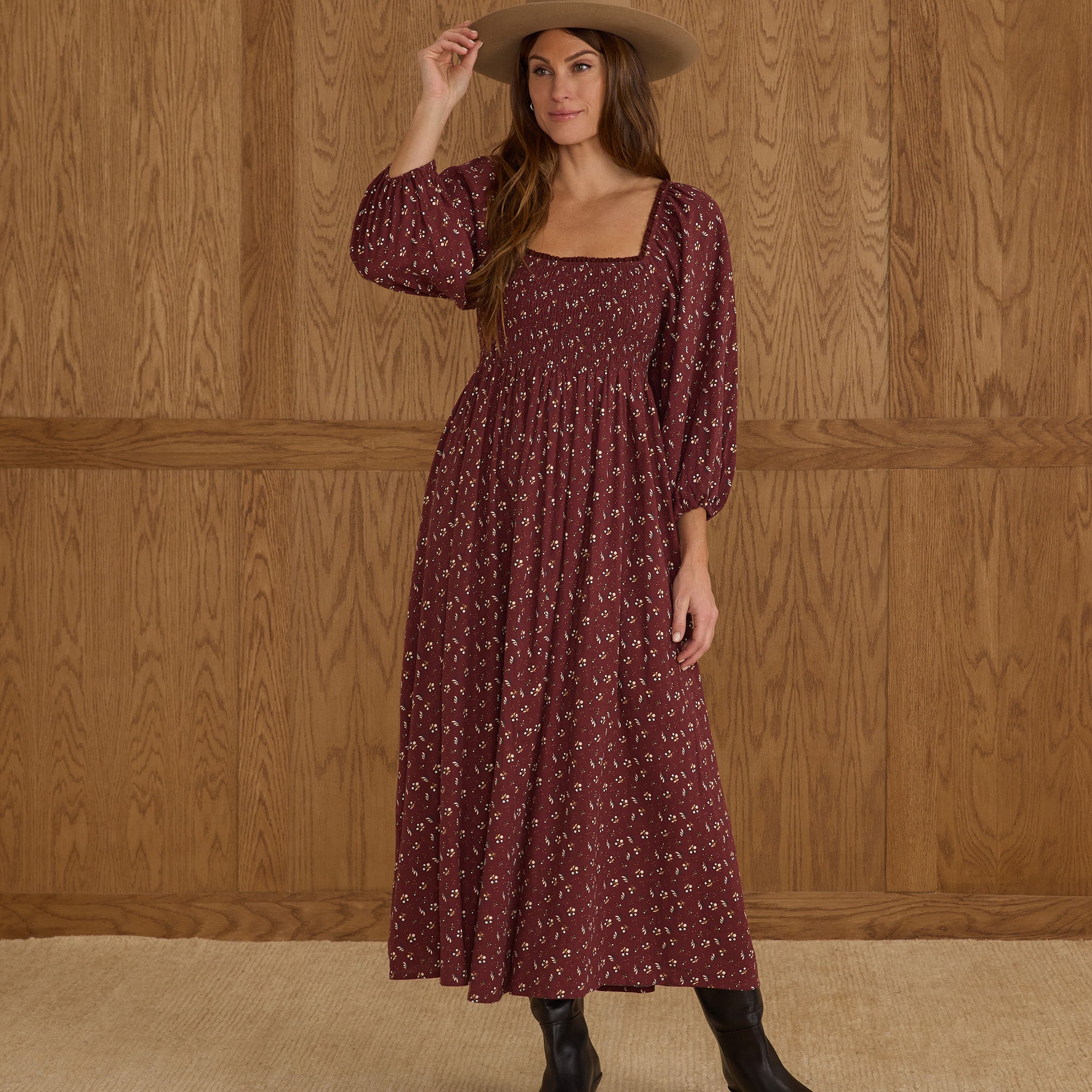 RYLEE + CRU DELLA DRESS - HARVEST BERRY