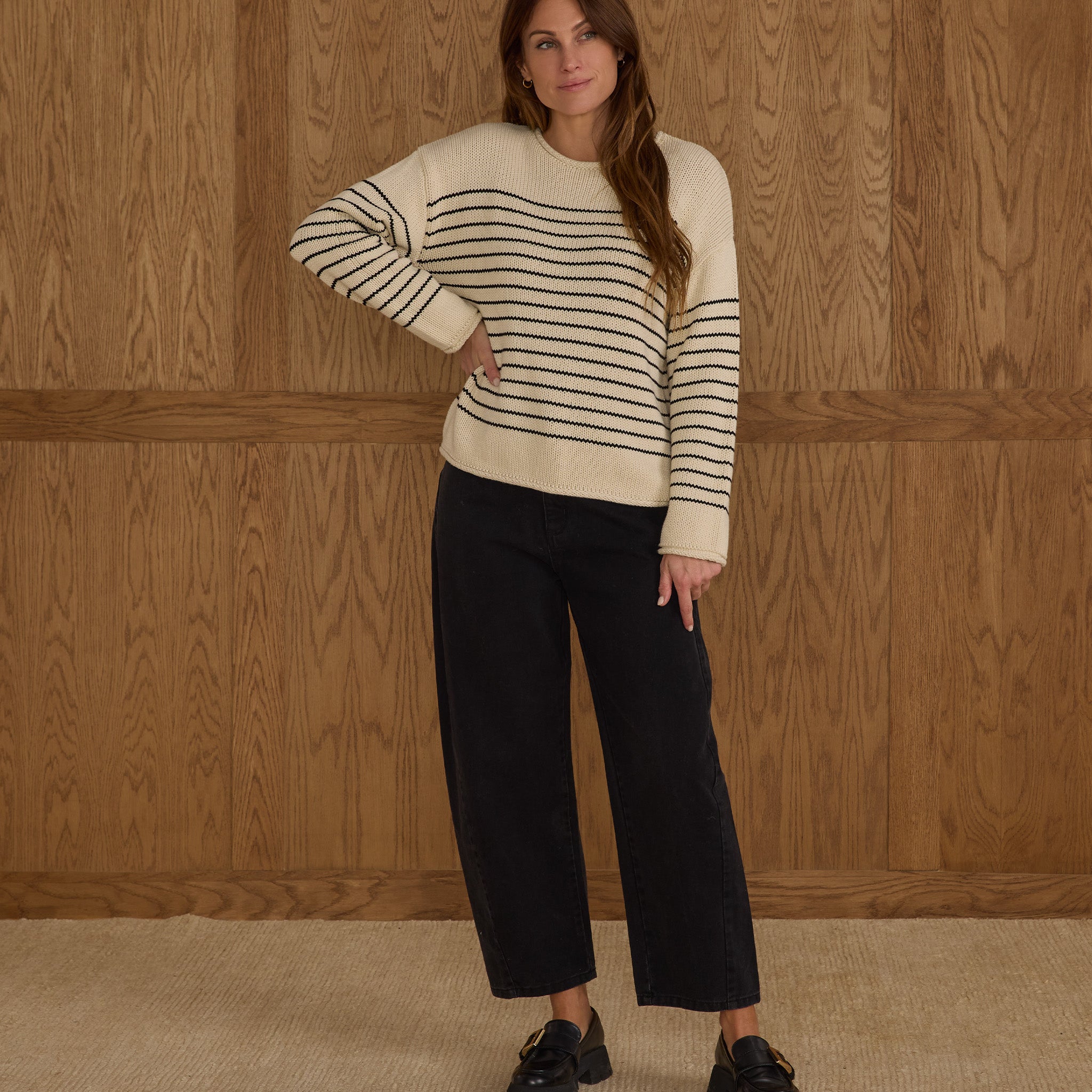 RYLEE + CRU BARREL JEANS - WASHED BLACK