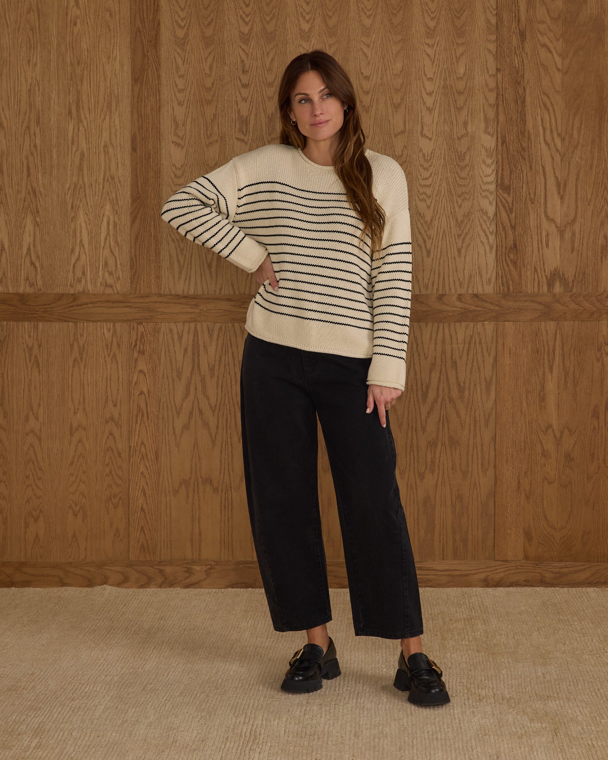 RYLEE + CRU JACQUES SWEATER - BLACK STRIPE