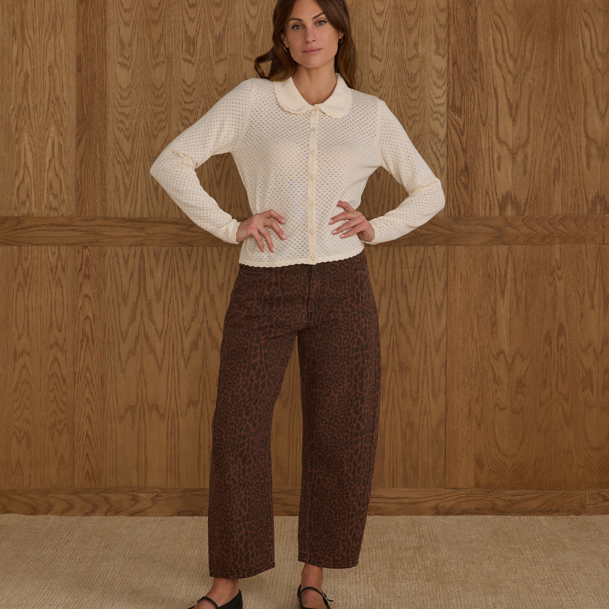 RYLEE + CRU BARREL JEANS - LEOPARD