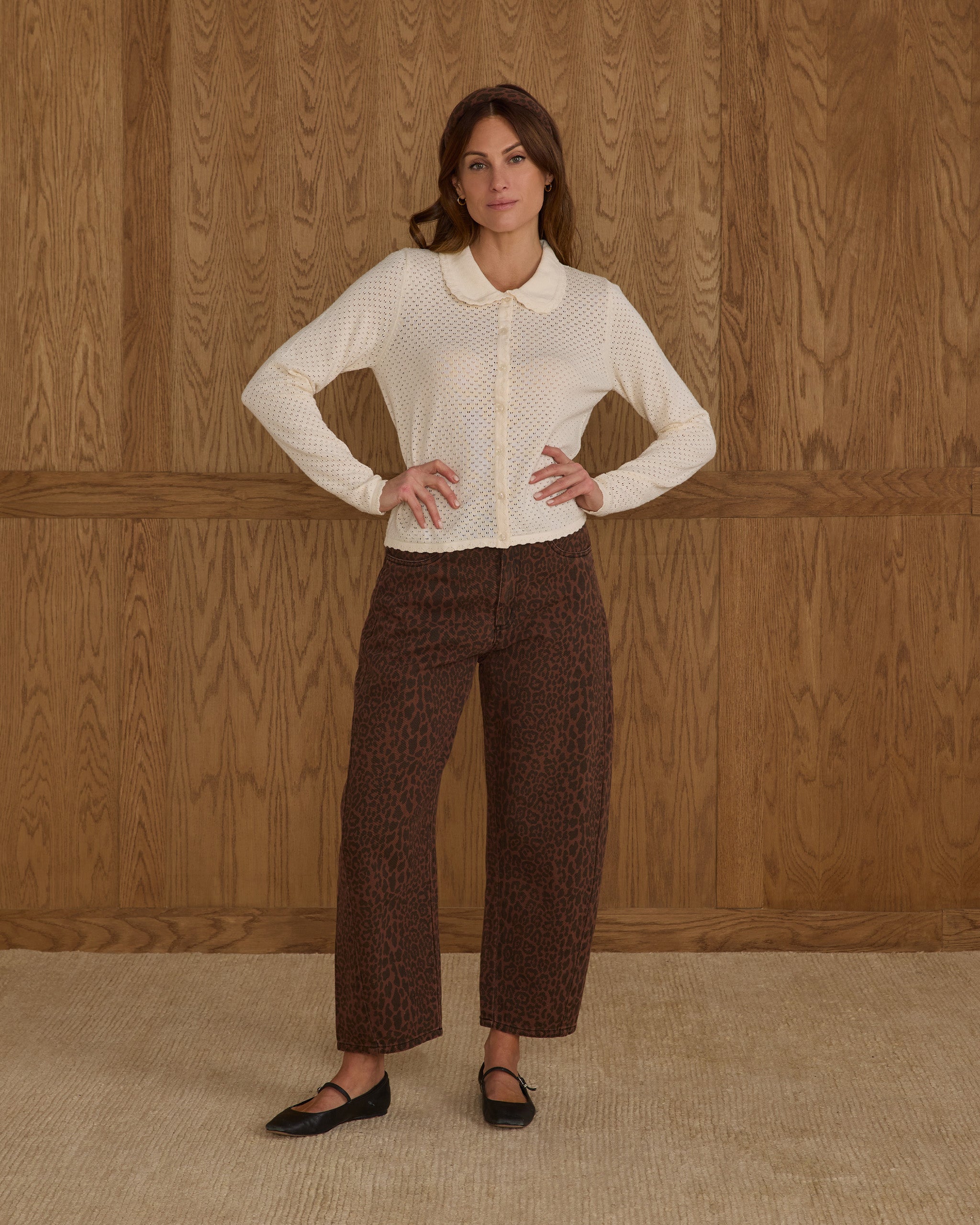 RYLEE + CRU BARREL JEANS - LEOPARD