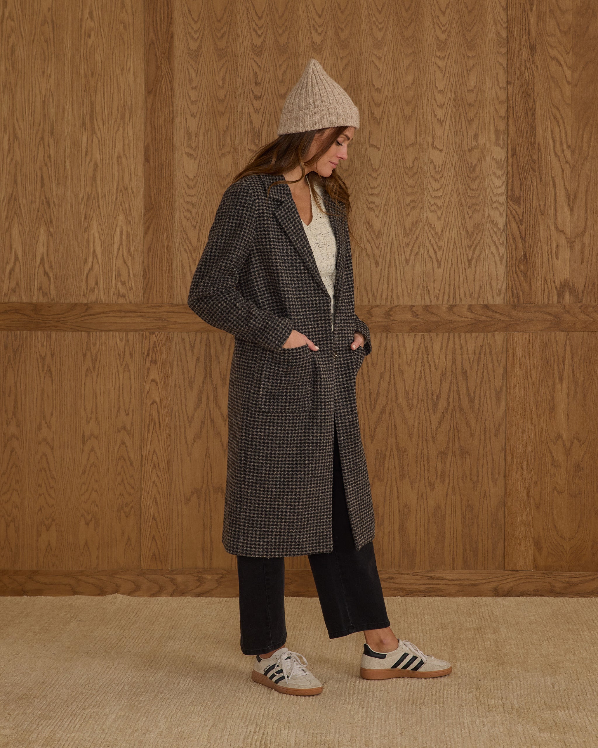 RYLEE + CRU LONGLINE COAT - MICRO CHECK