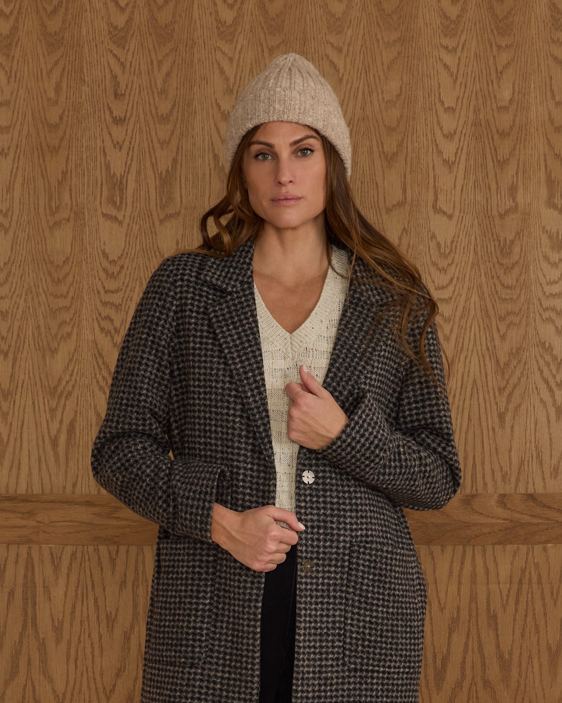 RYLEE + CRU LONGLINE COAT - MICRO CHECK