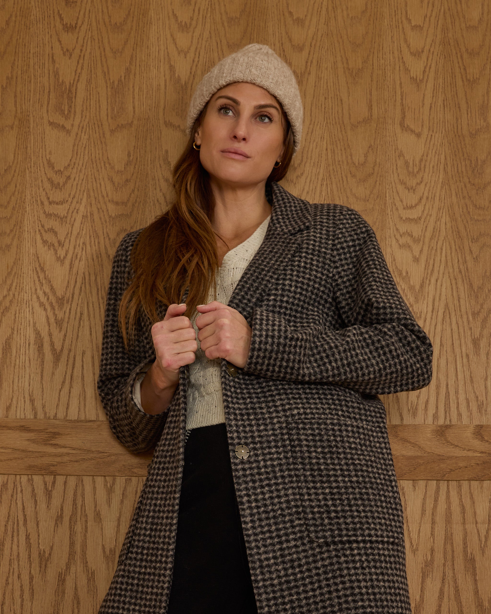 RYLEE + CRU LONGLINE COAT - MICRO CHECK