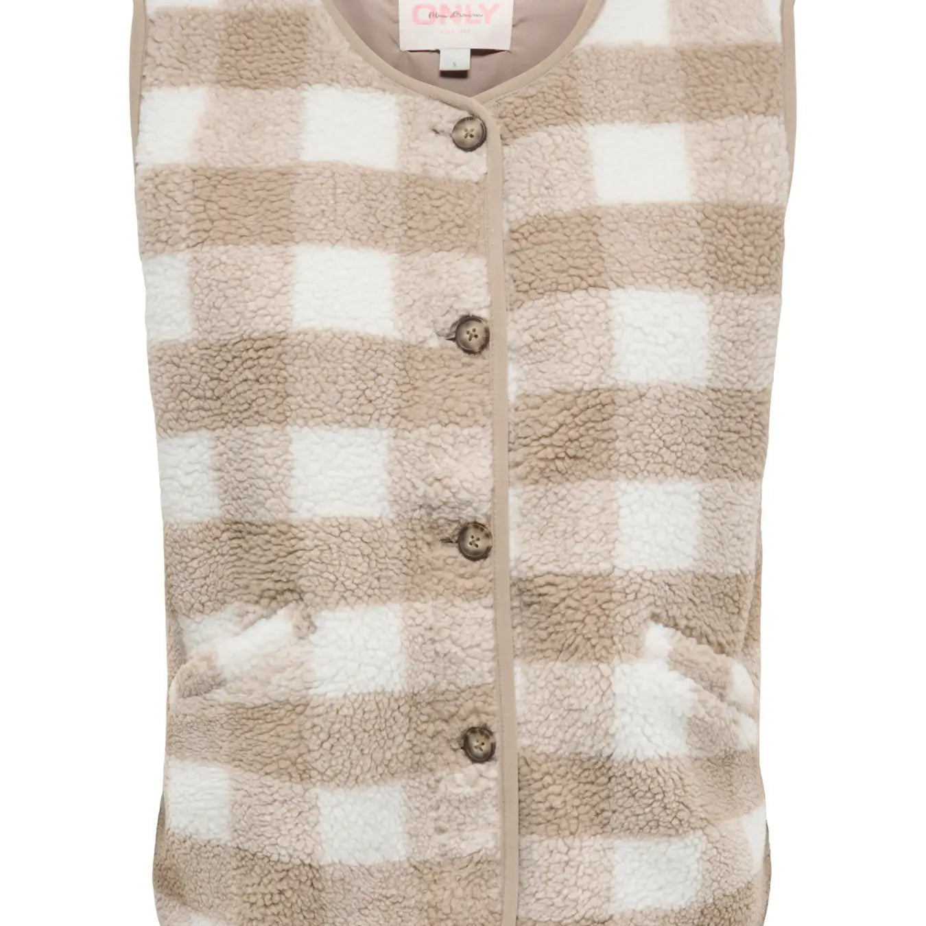 ONLY BABY TEDDY VEST - PUMICE STONE CHECKS
