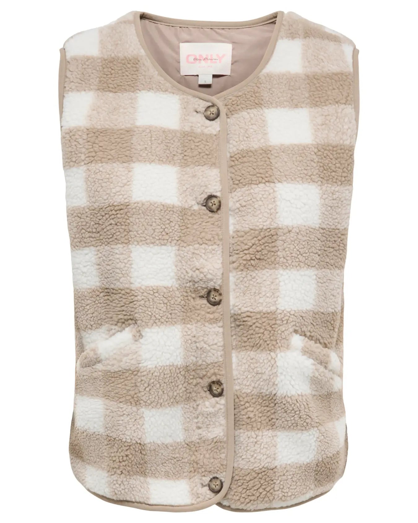 ONLY BABY TEDDY VEST - PUMICE STONE CHECKS