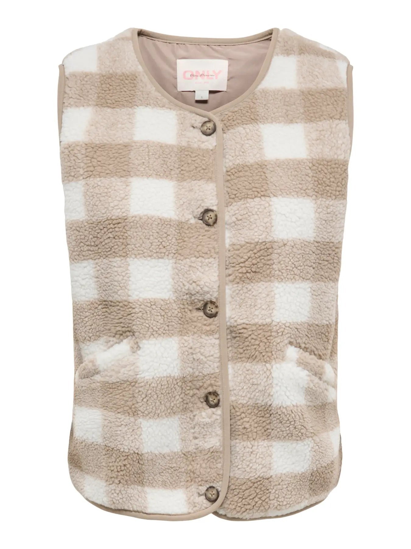 ONLY BABY TEDDY VEST - PUMICE STONE CHECKS