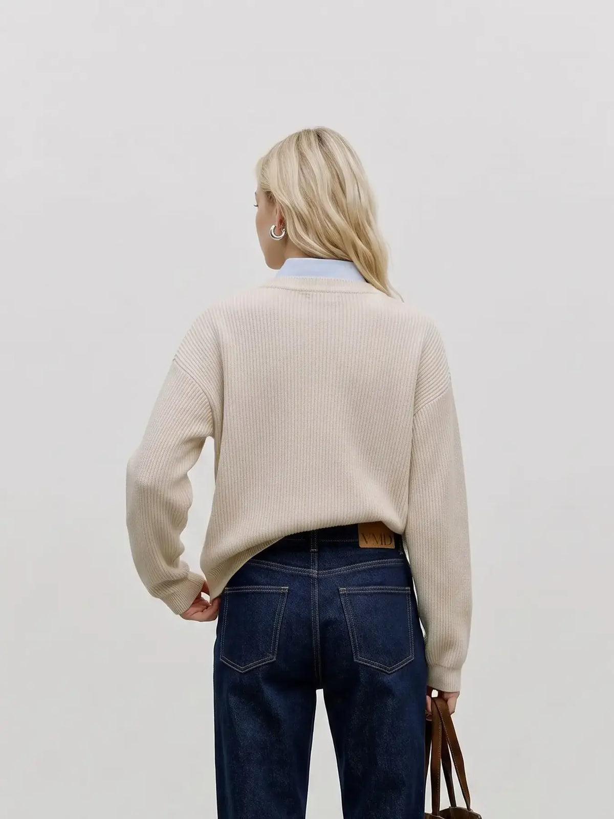 VM GOLD LUX RIBBED PULLOVER - BIRCH