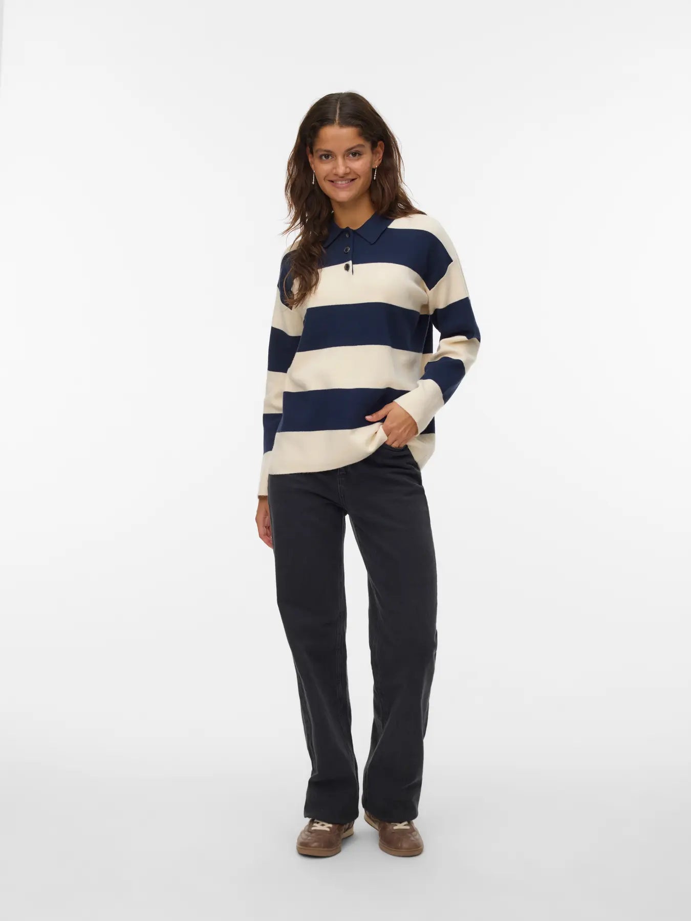 VM SABA POLONECK STRIPED PULLOVER - NAVY BLAZER