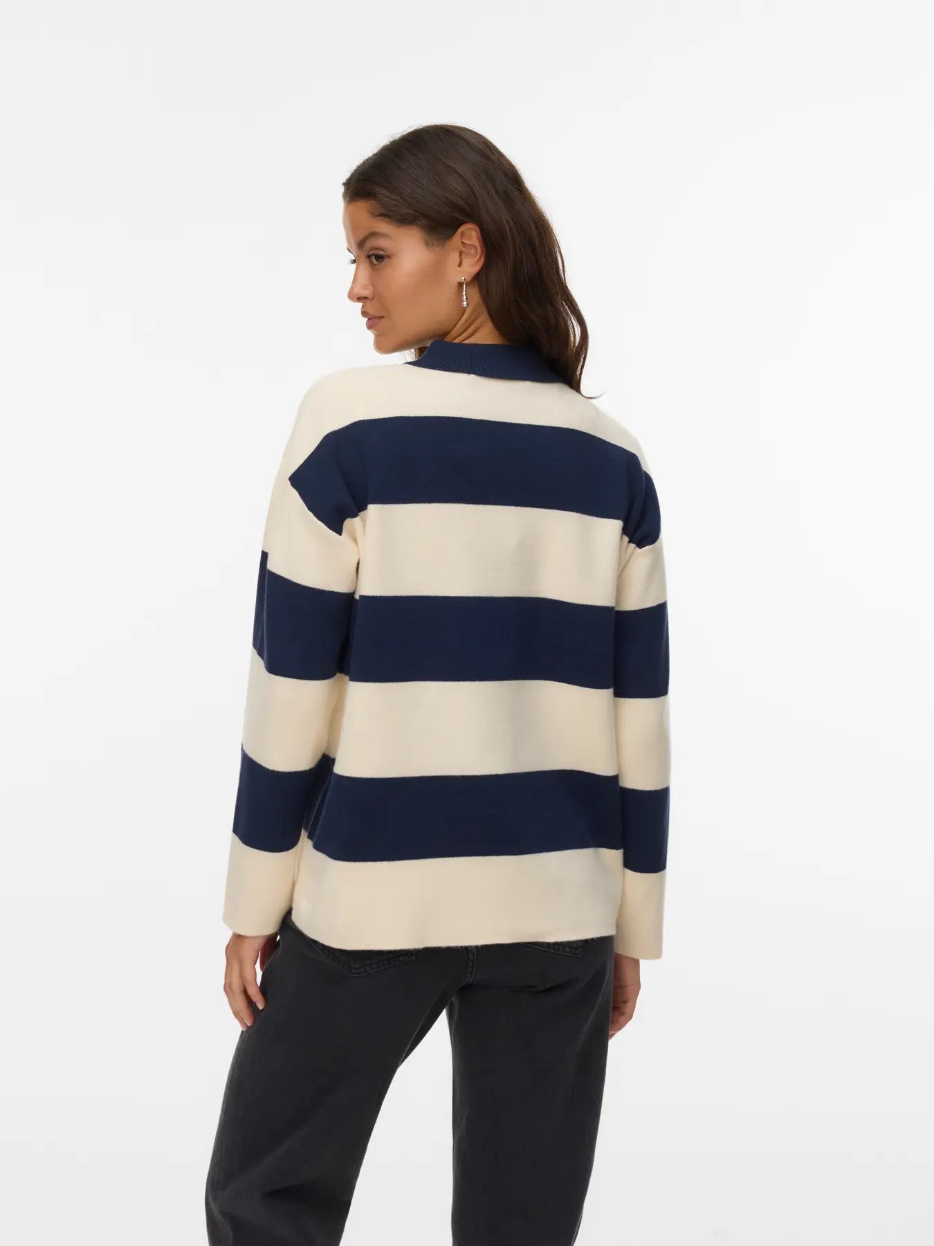 VM SABA POLONECK STRIPED PULLOVER - NAVY BLAZER