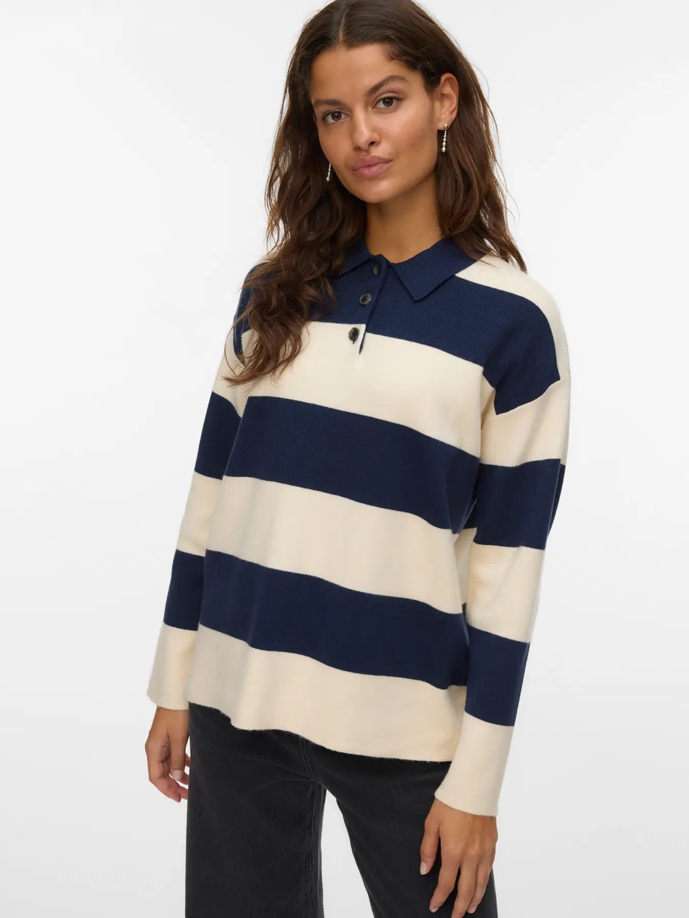 VM SABA POLONECK STRIPED PULLOVER - NAVY BLAZER