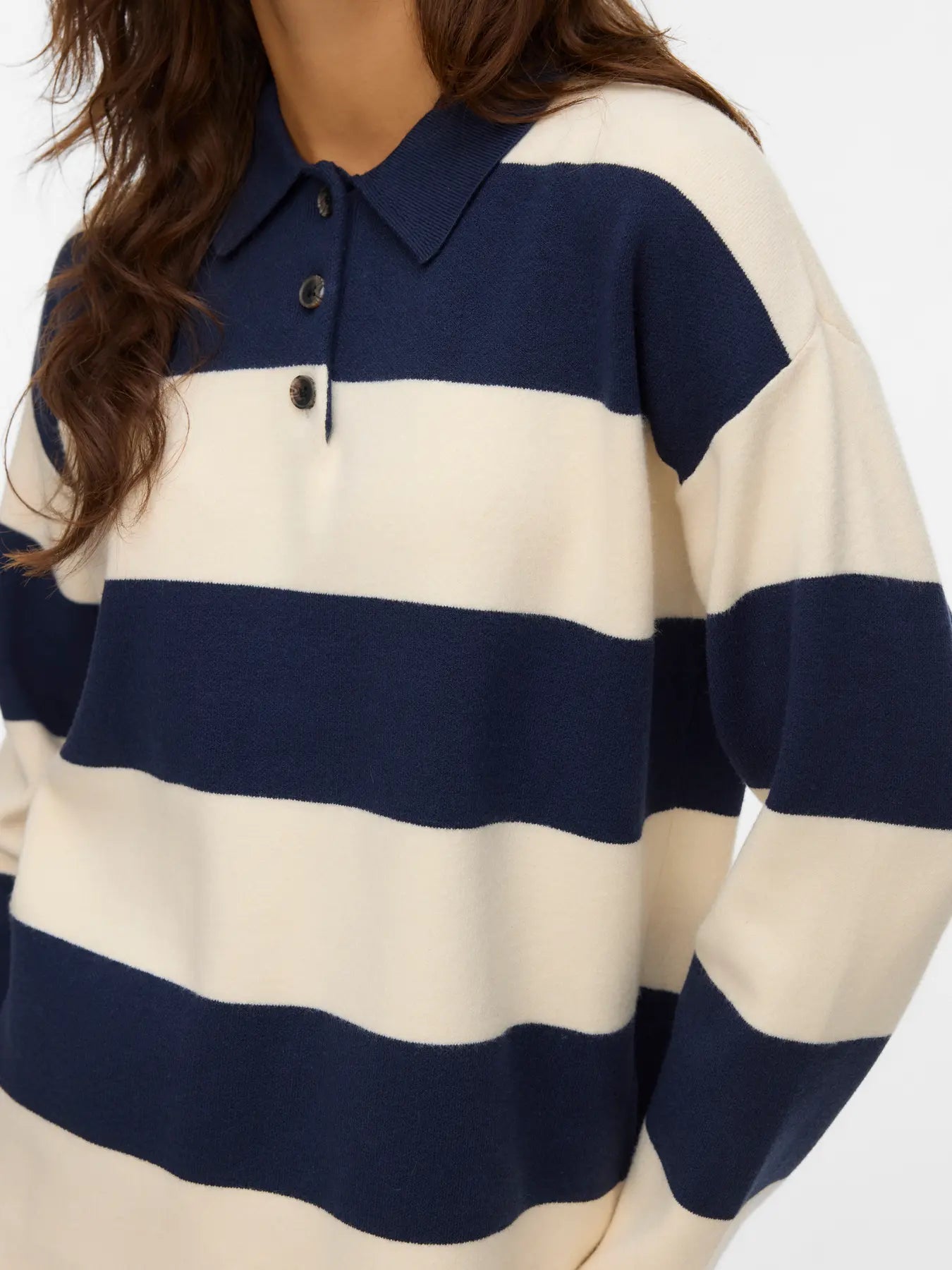 VM SABA POLONECK STRIPED PULLOVER - NAVY BLAZER