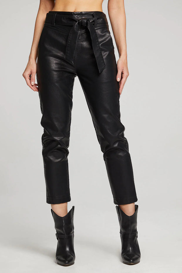 REYNA FAUX LEATHER PANT - BLACK