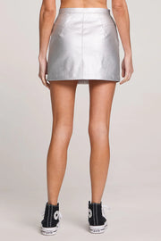 SALTWATER LUXE ASTERIA FAUX LEATHER SKIRT - SILVER