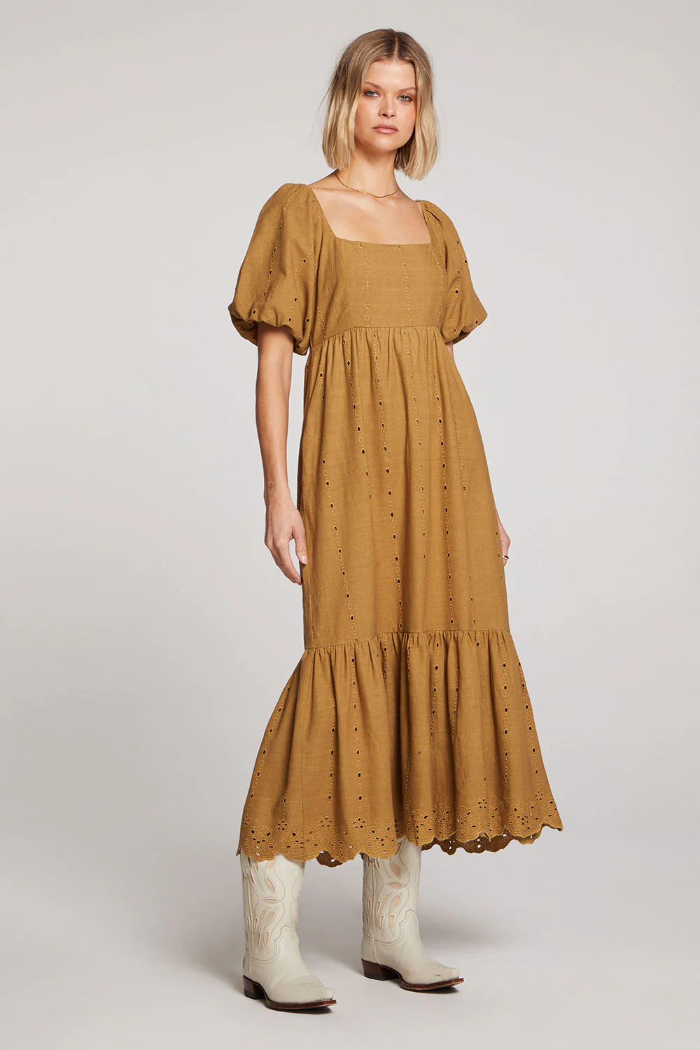 SALTWATER LUXE MELA MIDI DRESS - OLIVE