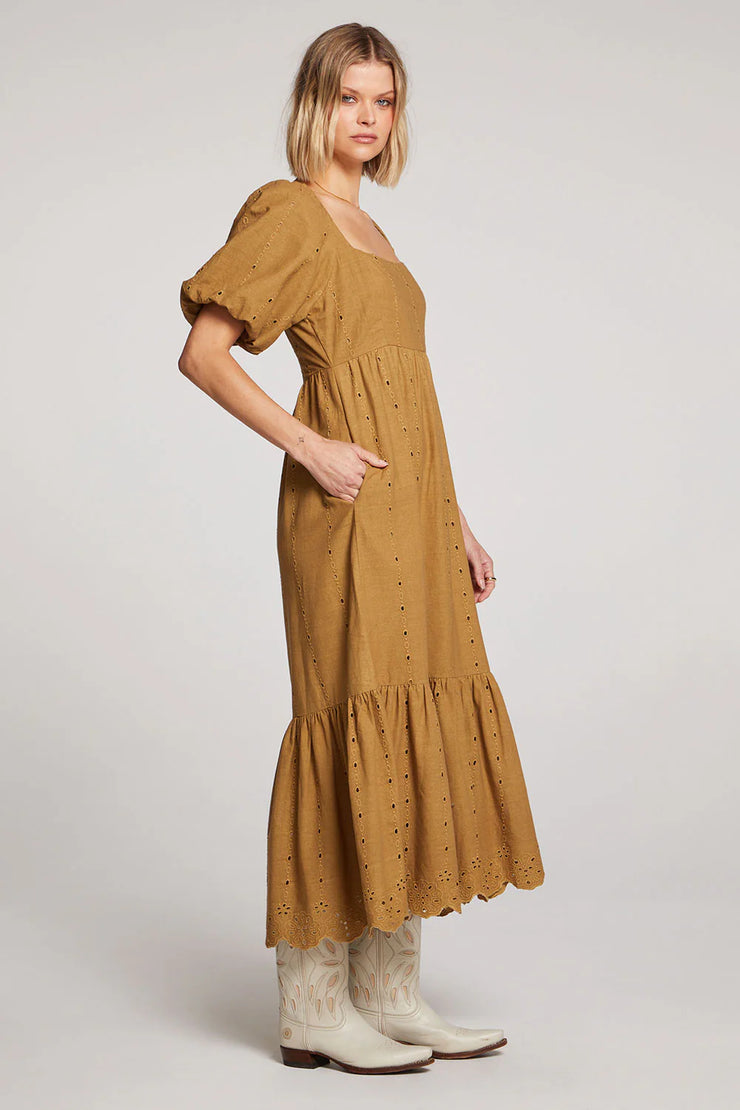 SALTWATER LUXE MELA MIDI DRESS - OLIVE