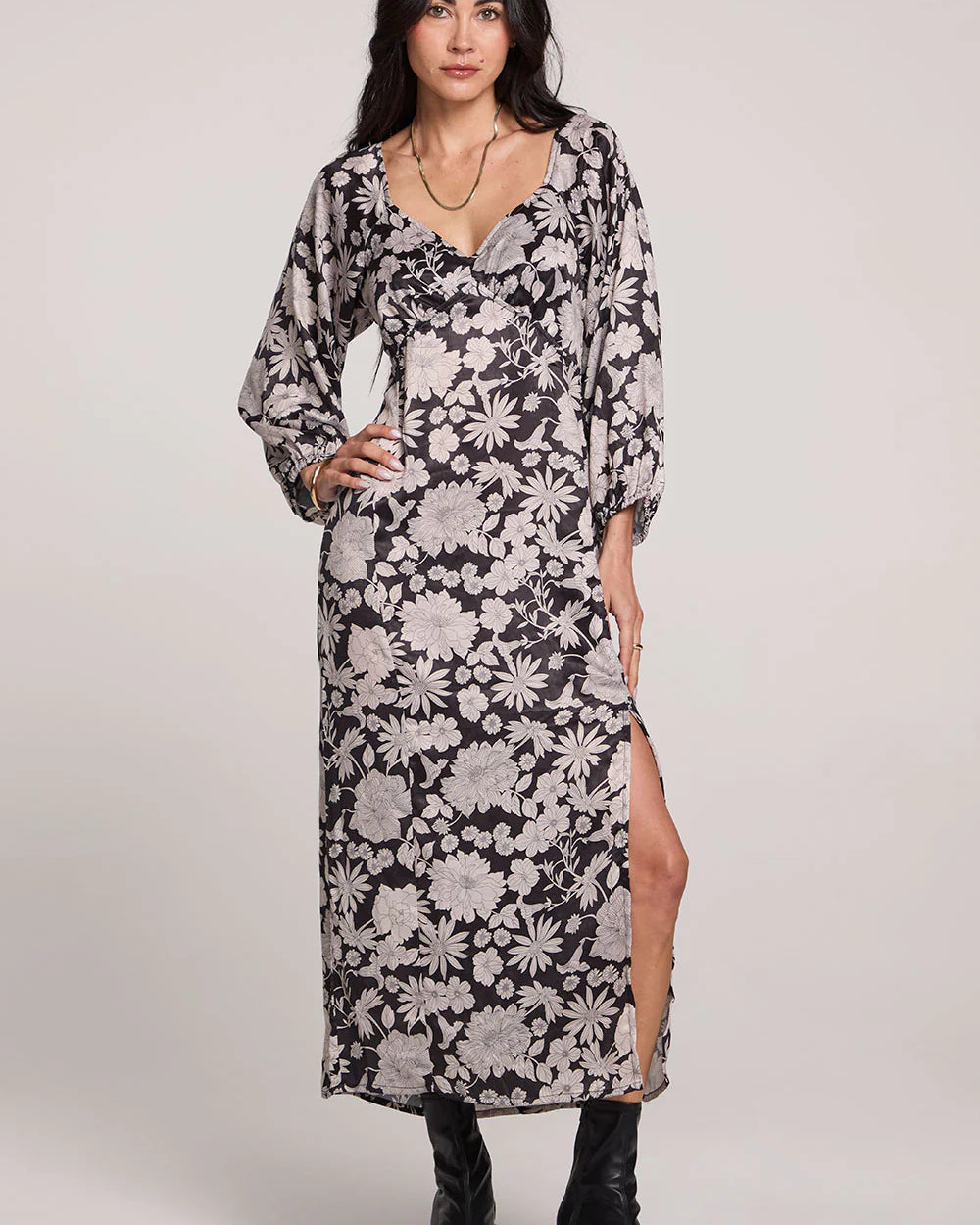 SALTWATER LUXE RAINA MIDI DRESS - BLACK