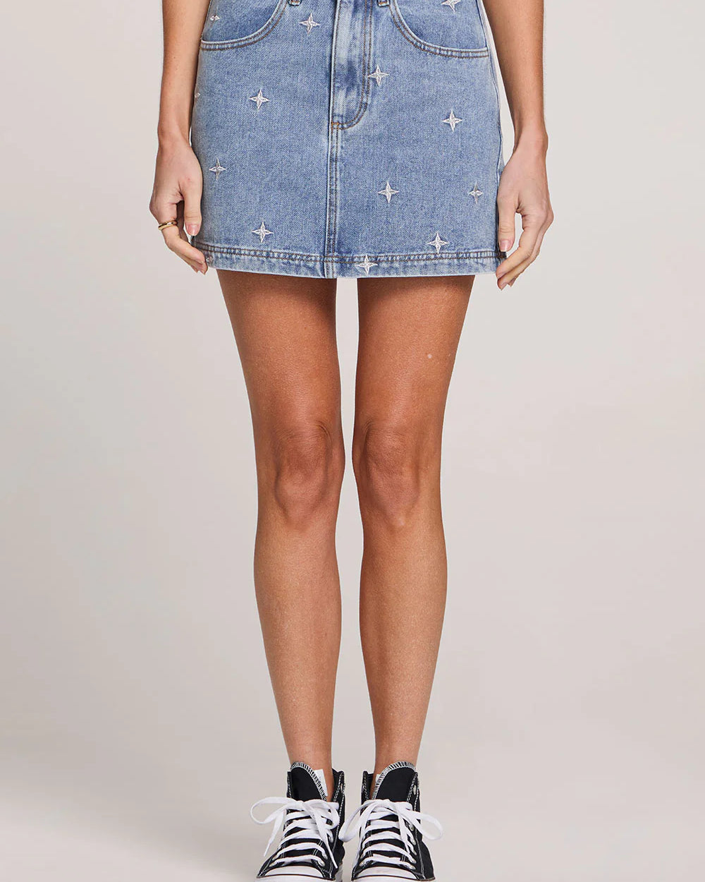 SABINA DENIM SKIRT - STONEWASH