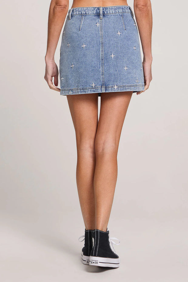 SABINA DENIM SKIRT - STONEWASH