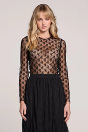 SALTWATER LUXE PEONY LACE TOP - BLACK