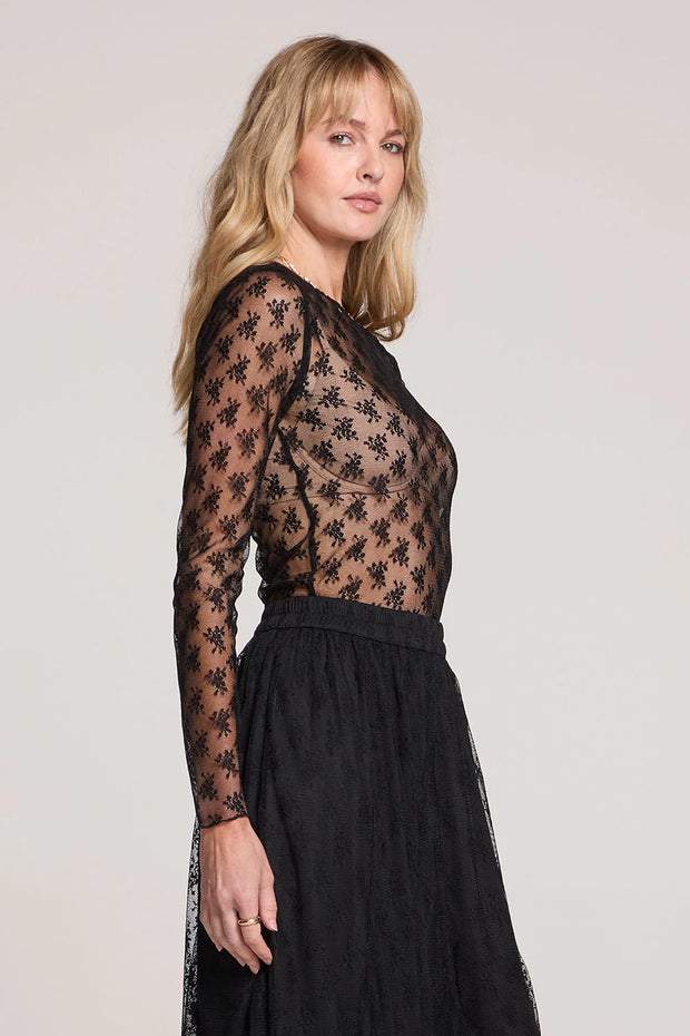 SALTWATER LUXE PEONY LACE TOP - BLACK