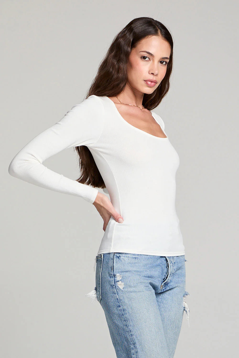 SALTWATER LUXE SCOOP LONG SLEEVE TOP - SALT