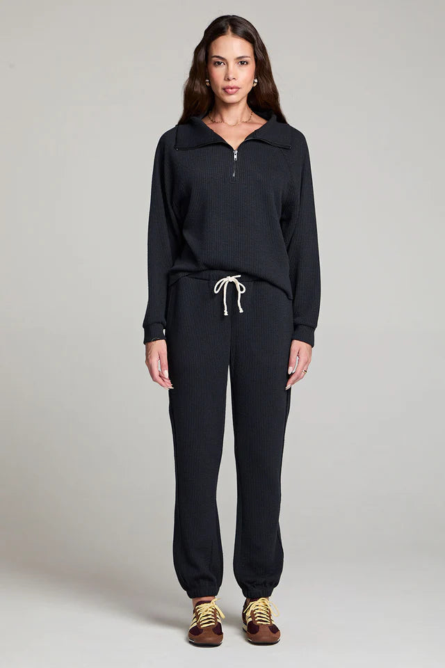 SALTWATER LUXE HALF ZIP SEAM PULLOVER - BLACK