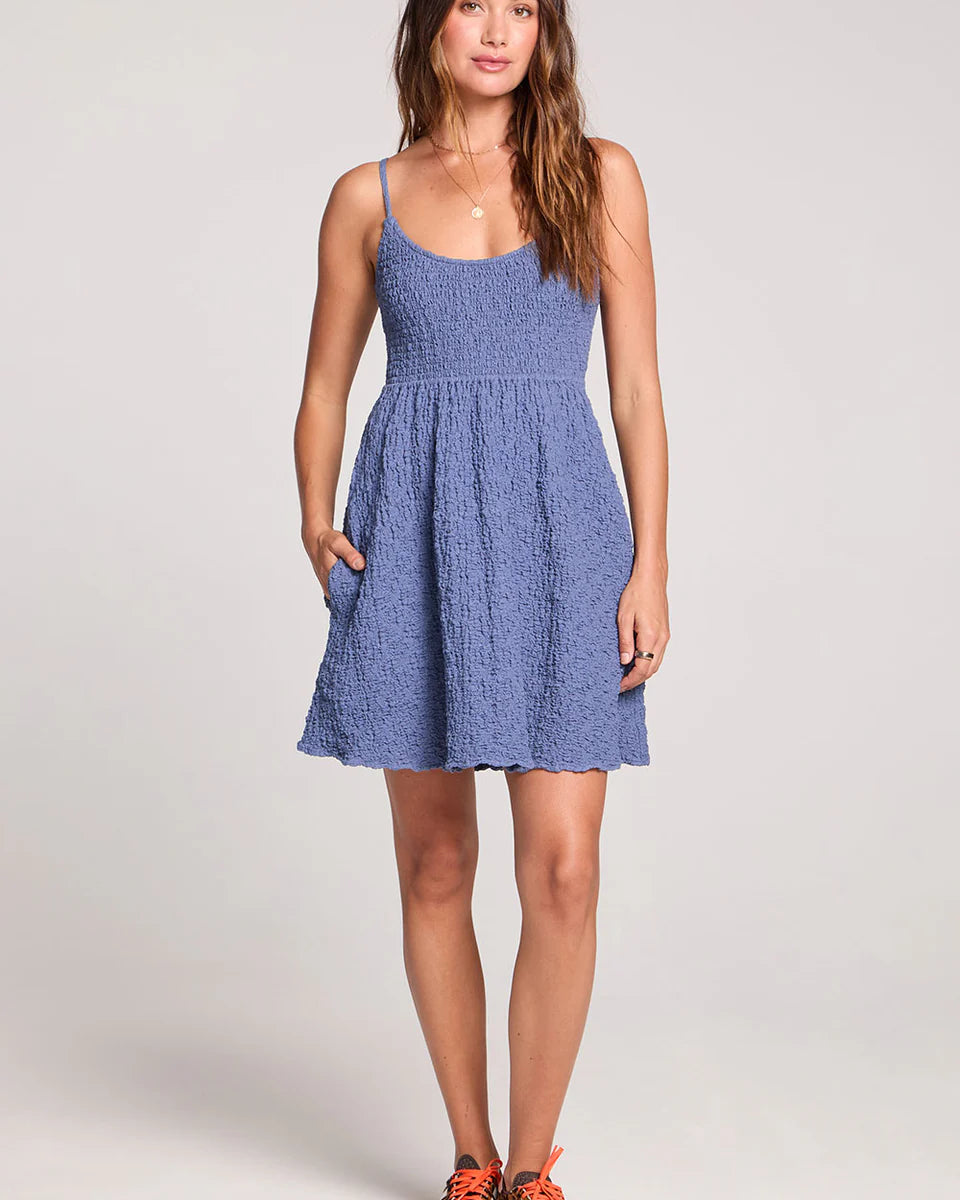 SALTWATER LUXE JAZMYN MINI DRESS - DUSTY BLUE