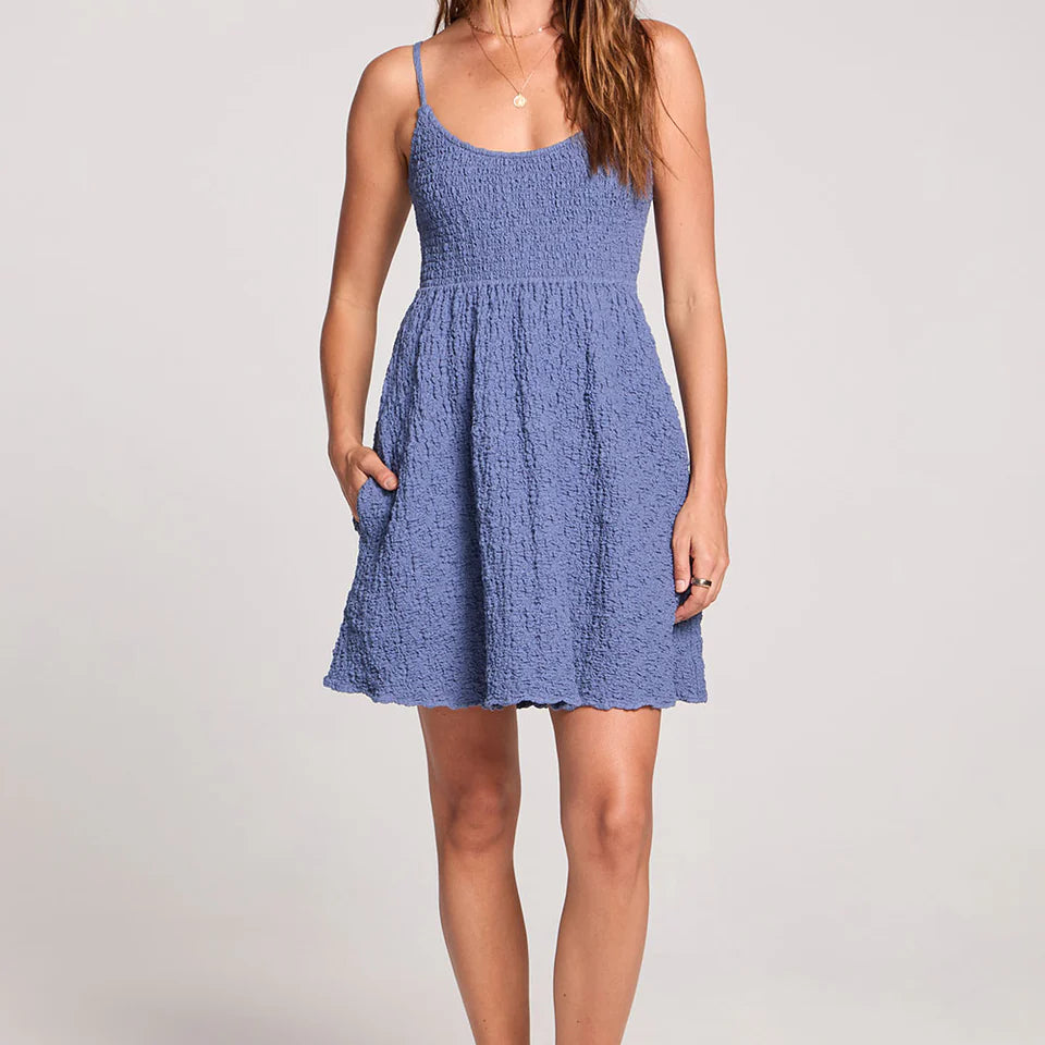 SALTWATER LUXE JAZMYN MINI DRESS - DUSTY BLUE