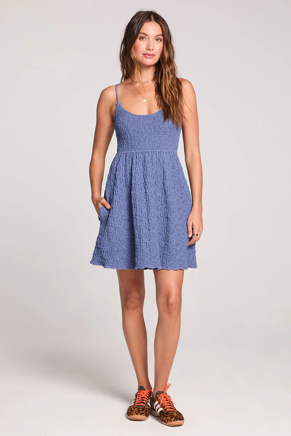 SALTWATER LUXE JAZMYN MINI DRESS - DUSTY BLUE