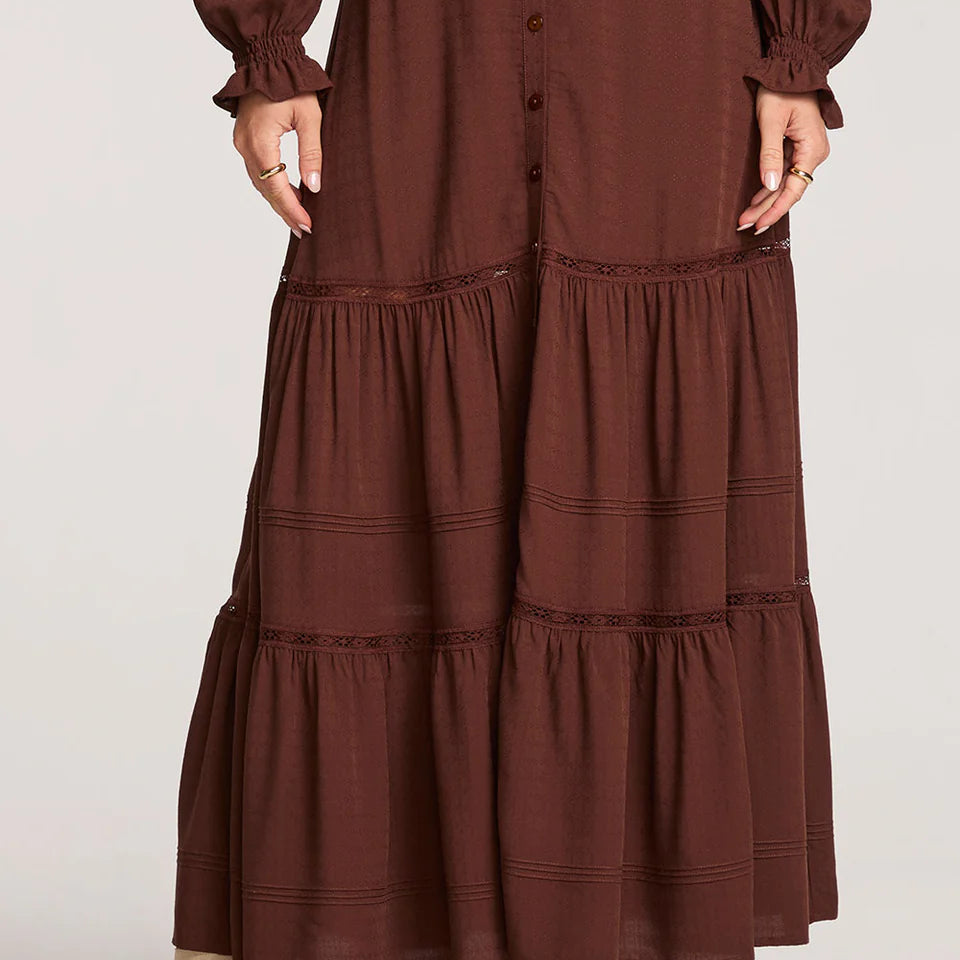 SALTWATER LUXE JAYCEE MIDI SKIRT - CHOCOLATE
