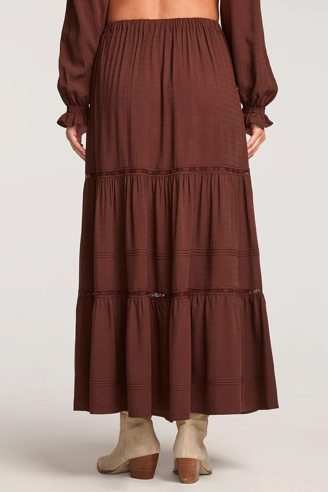 SALTWATER LUXE JAYCEE MIDI SKIRT - CHOCOLATE