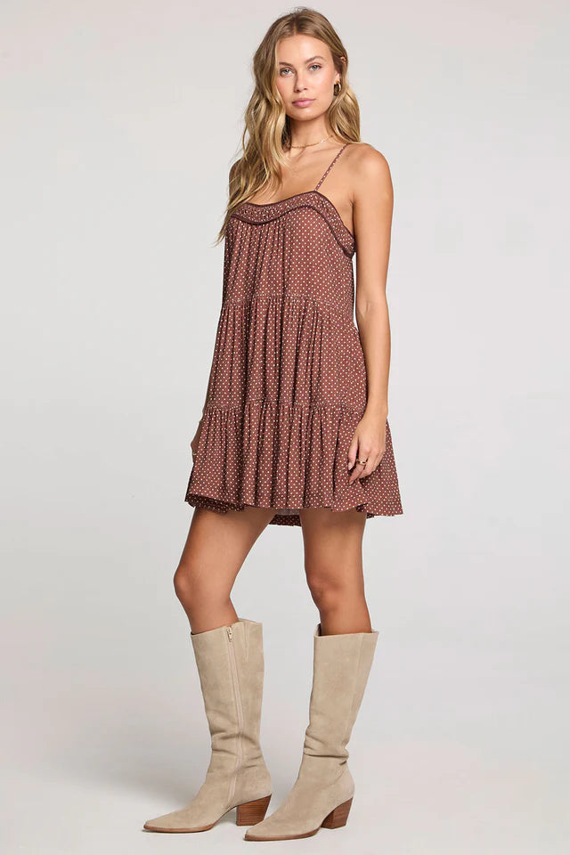 SALTWATER LUXE GENEVIEVE MINI DRESS - MOCHA