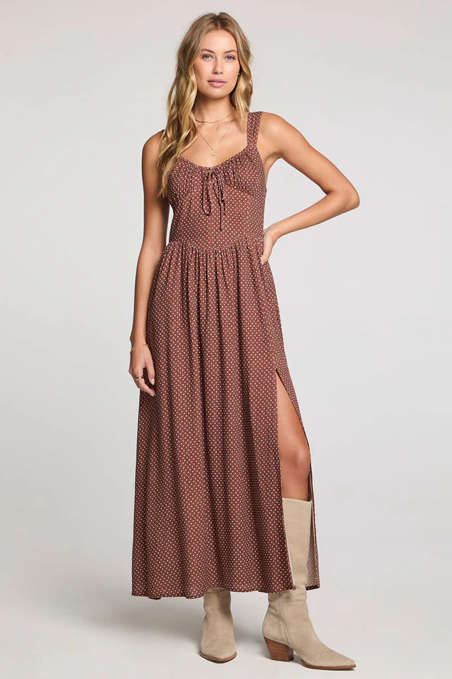 SALTWATER LUXE HAYLEY MIDI DRESS - MOCHA - LAST SIZE S
