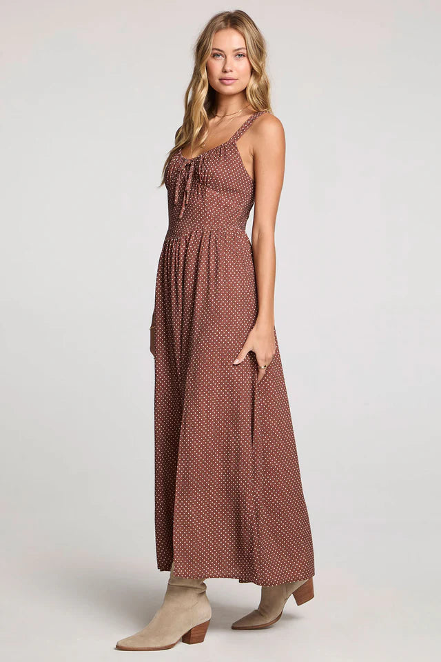 SALTWATER LUXE HAYLEY MIDI DRESS - MOCHA - LAST SIZE S