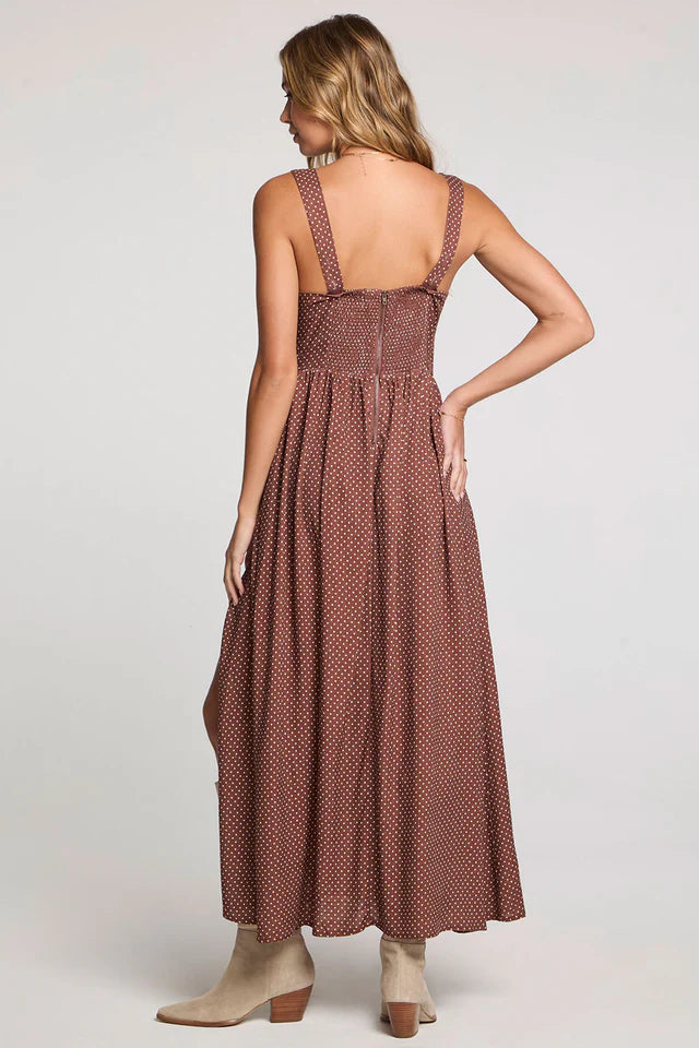 SALTWATER LUXE HAYLEY MIDI DRESS - MOCHA - LAST SIZE S