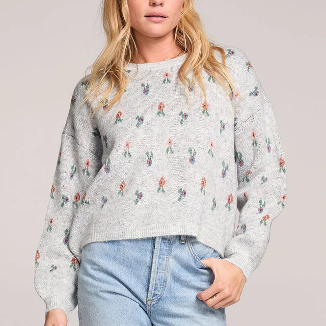 SALTWATER LUXE ANNIKA SWEATER - LIGHT GREY