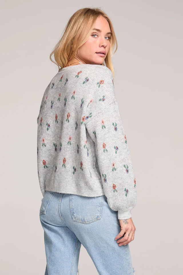 SALTWATER LUXE ANNIKA SWEATER - LIGHT GREY