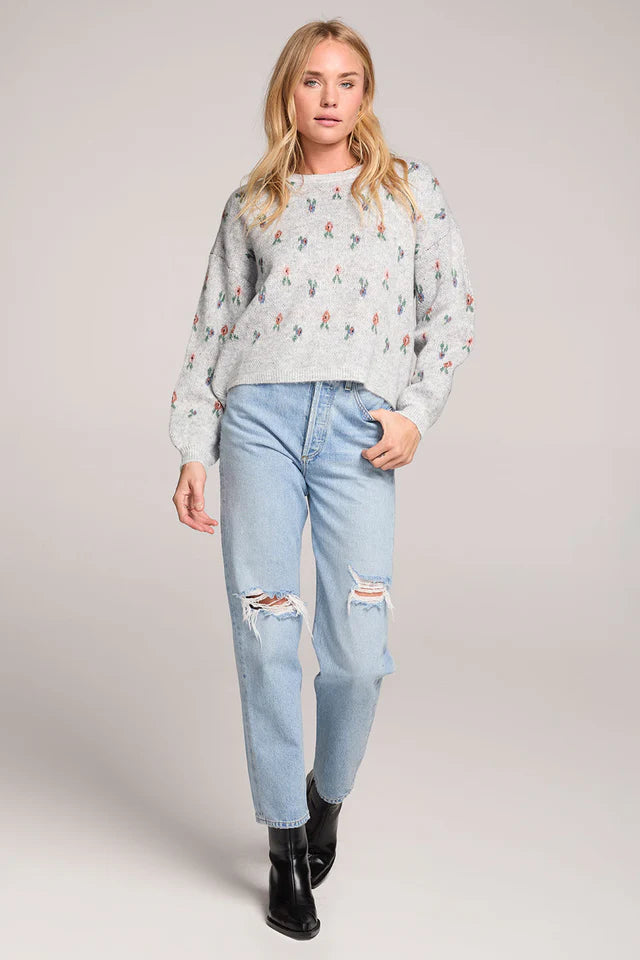 SALTWATER LUXE ANNIKA SWEATER - LIGHT GREY