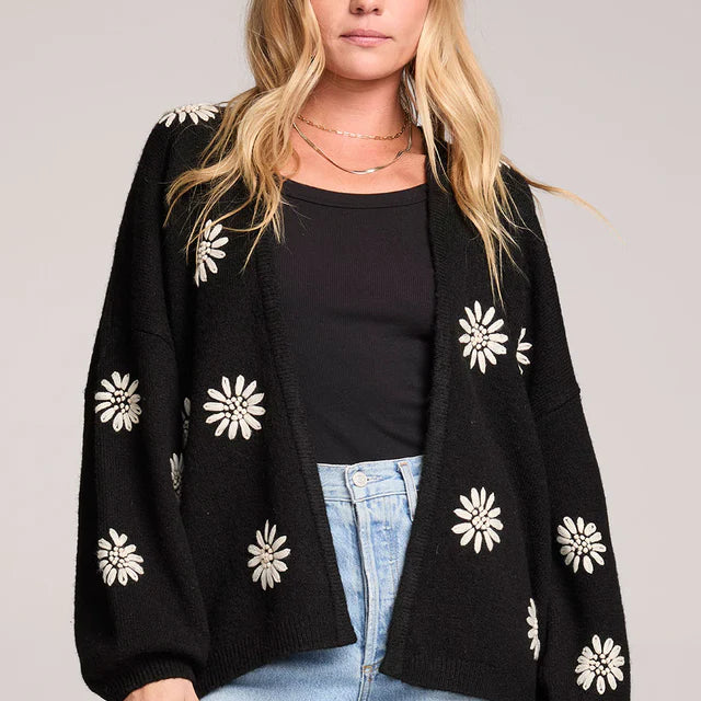 SALTWATER LUXE CARSYN CARDIGAN - BLACK