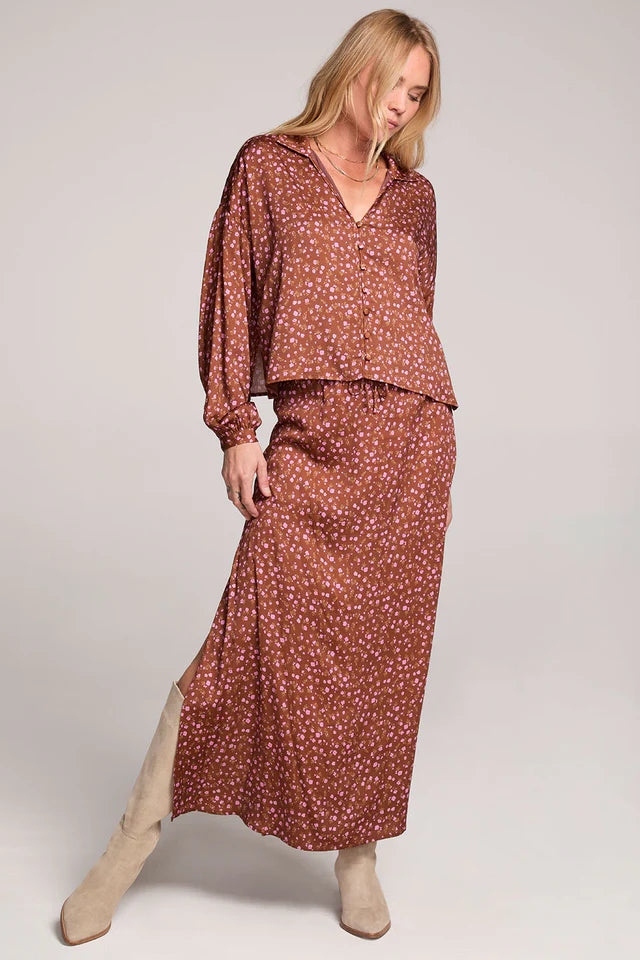 SALTWATER LUXE SERAPHYNE MIDI SKIRT - MOCHA