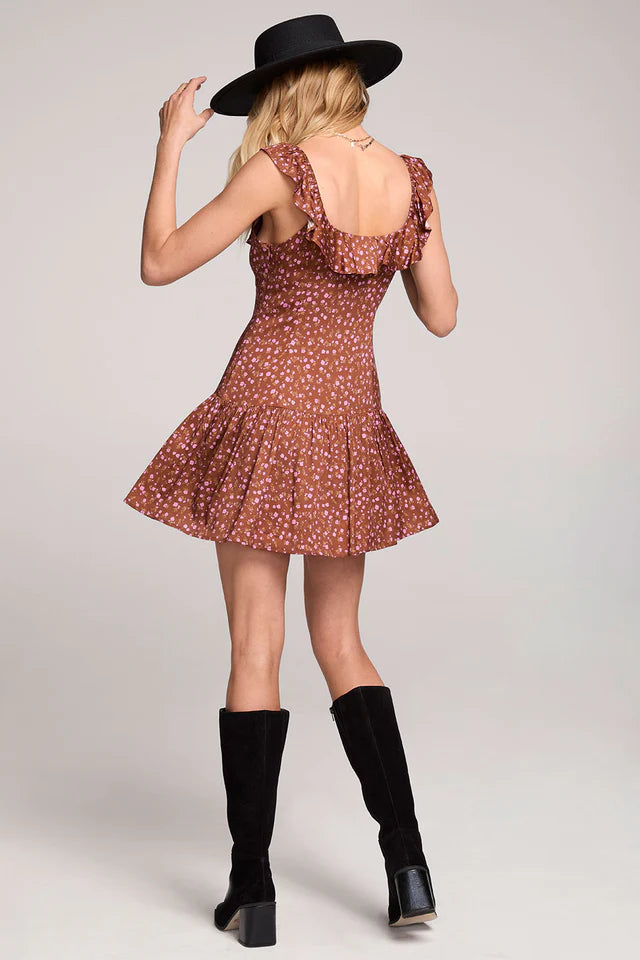 SALTWATER LUXE KAELITH MINI DRESS - MOCHA