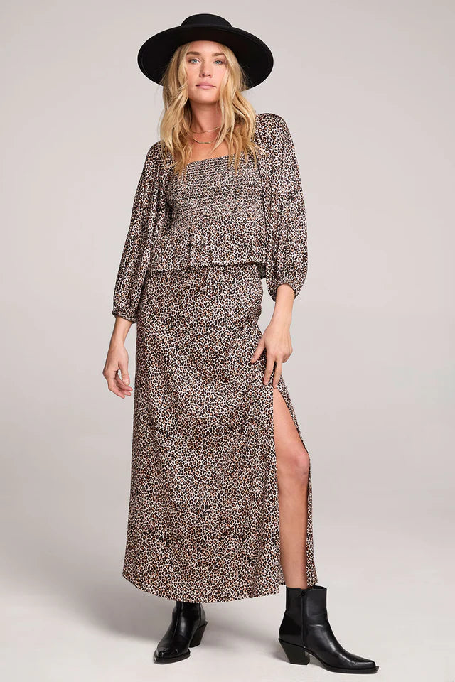 SALTWATER LUXE SERAPHYNE MIDI SKIRT - LEOPARD