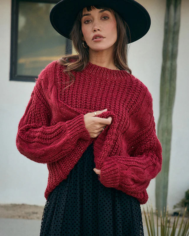 SALTWATER LIONNA SWEATER - BERRY