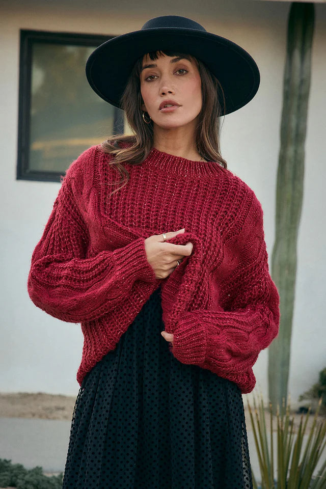 SALTWATER LIONNA SWEATER - BERRY