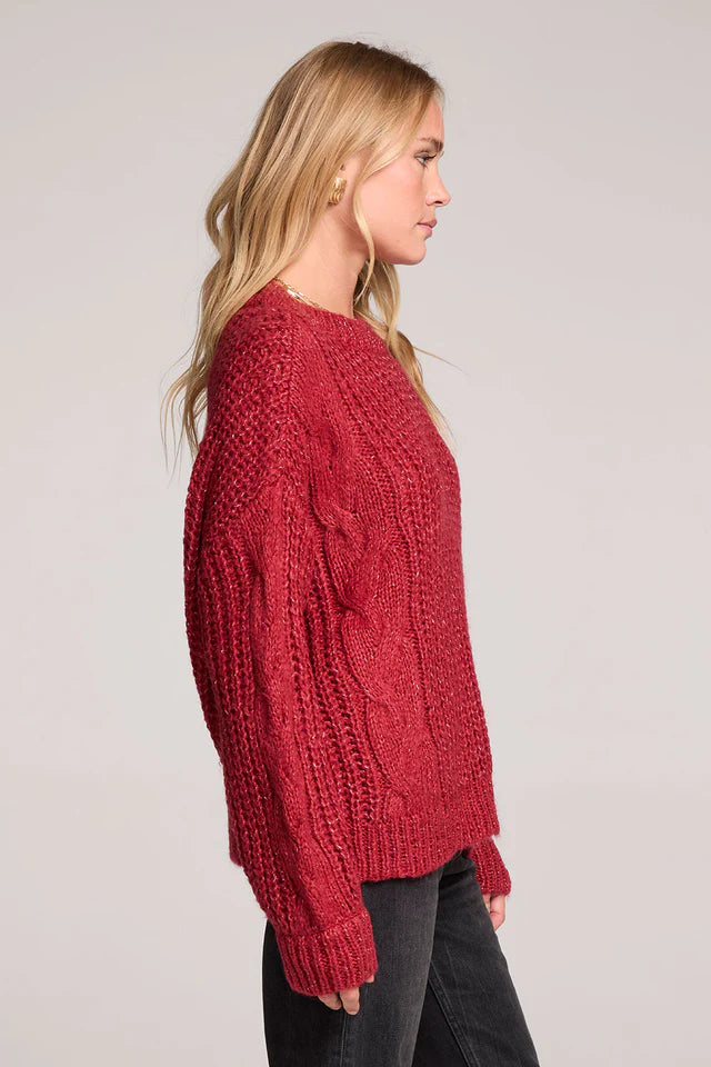 SALTWATER LIONNA SWEATER - BERRY