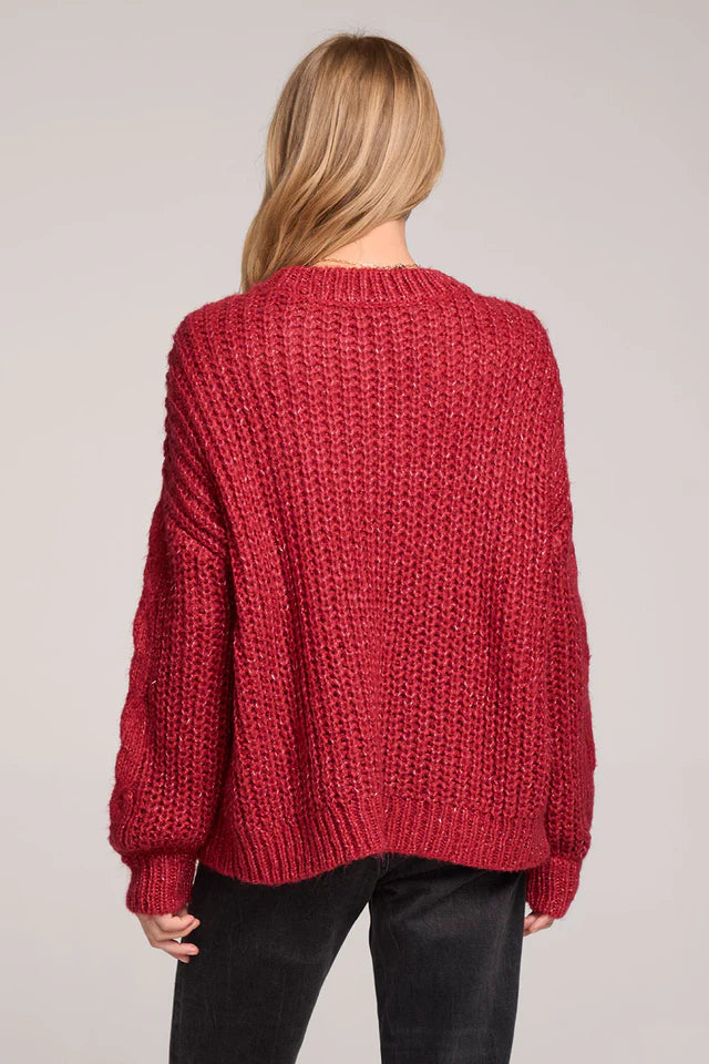 SALTWATER LIONNA SWEATER - BERRY