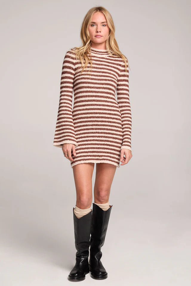 SALTWATER LUXE AUDRIE SWEATER DRESS - CHOCOLATE