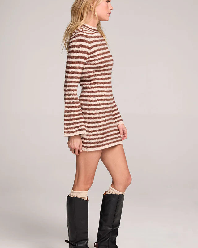 SALTWATER LUXE AUDRIE SWEATER DRESS - CHOCOLATE