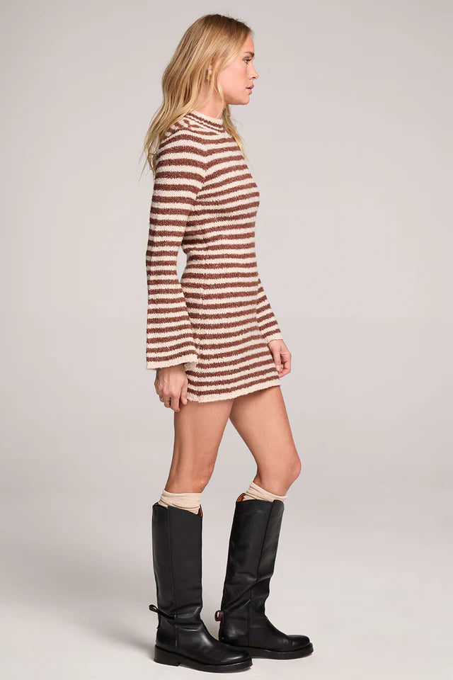 SALTWATER LUXE AUDRIE SWEATER DRESS - CHOCOLATE